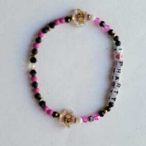 Beaded Bracelet I Heart Party Multicolor Plastic Stretch Love Jewelry Gift